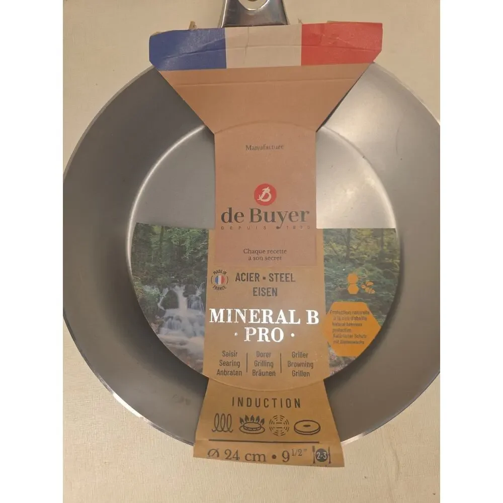 de Buyer MINERAL B Pro Carbon Steel Fry Pan - 9.5” Diameter, Made in France